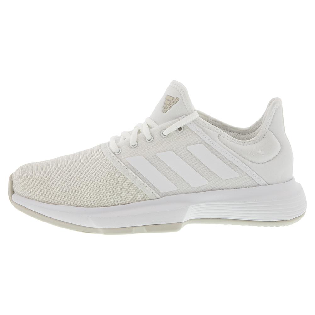 Adidas Women's GameCourt Tennis Shoes White and Matte Silver