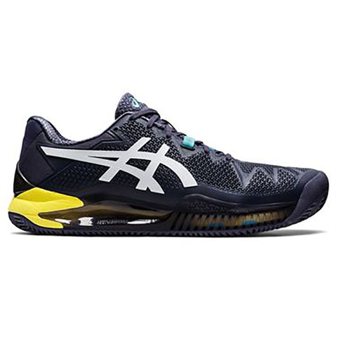 Asics GEL Resolution 8 (M) Clay (Navy)  FLEXION FIT Upper Provides form-Fitting Support