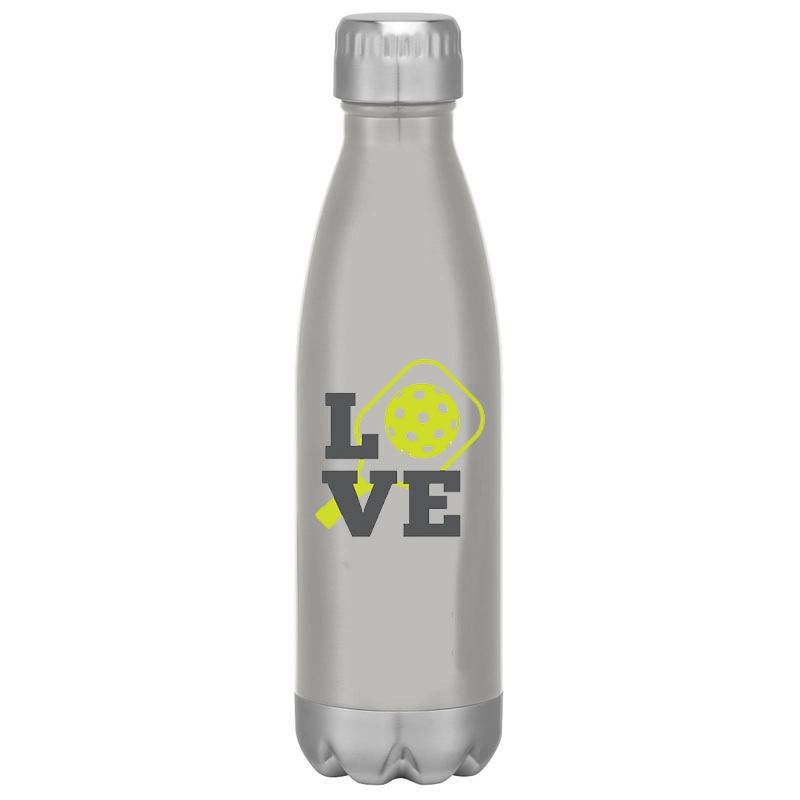 Love Pickleball Water Bottle (16oz.) (Silver)