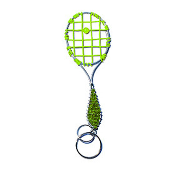 Beaded Tennis Racquet Keychain (Lime)