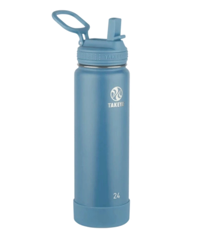 Takeya Actives Insulated Water Bottle w/Straw Lid (24oz) (Bluestone)