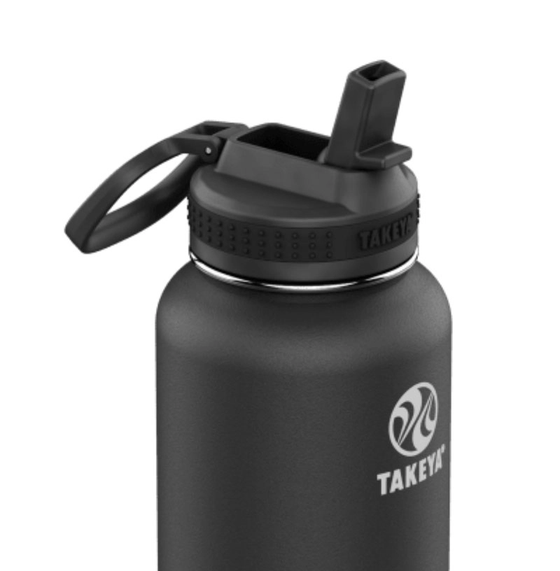 Takeya Pickleball Insulated Water Bottle w/Straw Lid (32oz)(Black)