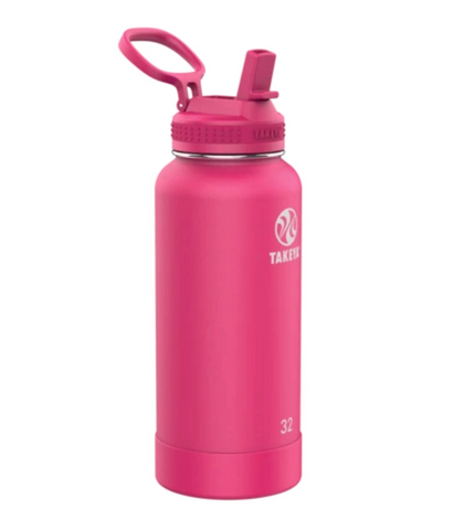 Takeya Pickleball Insulated Water Bottle w/Straw Lid (32oz)(Pink)
