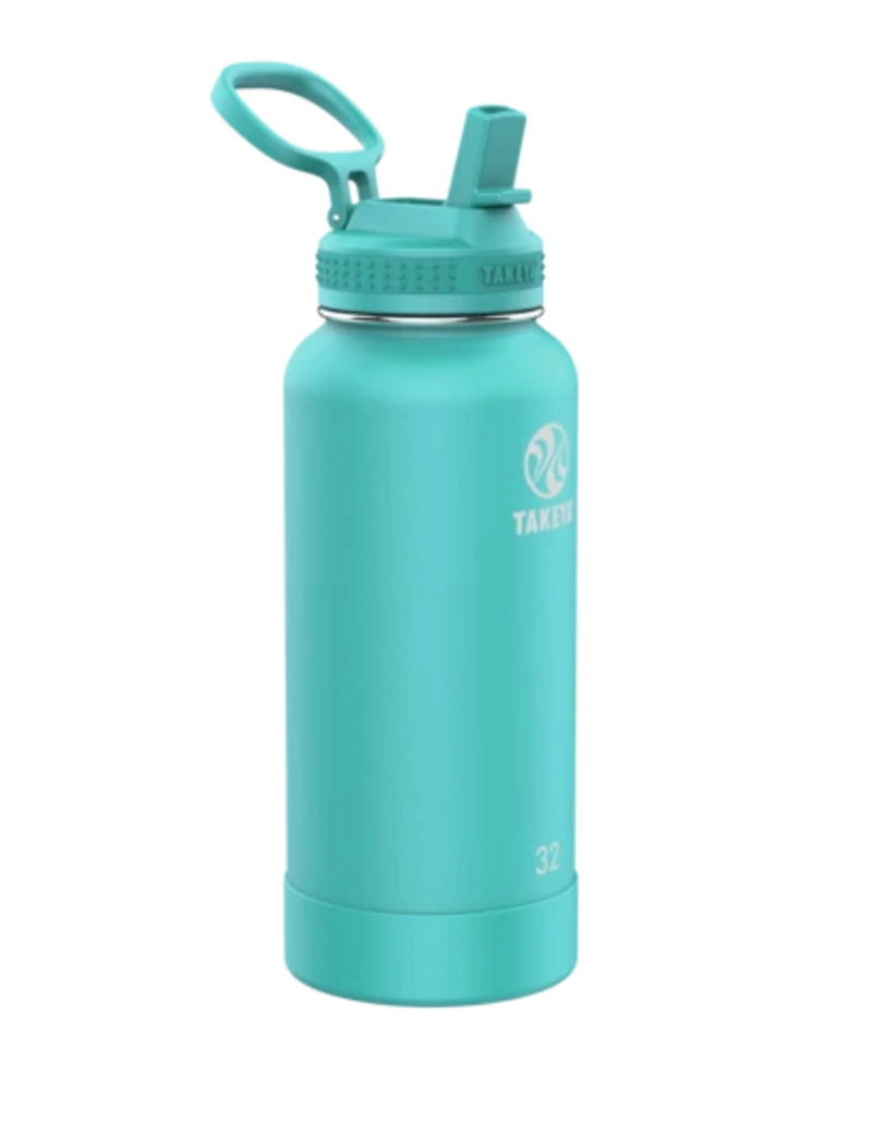 Takeya Pickleball Insulated Water Bottle w/Straw Lid (32oz)(Teal)