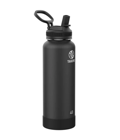 Takeya Pickleball Insulated Water Bottle w/Straw Lid (40oz) (Black)